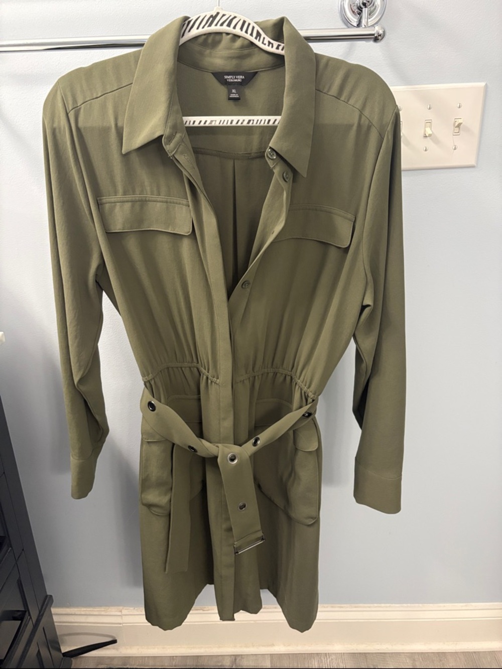 Simply Vera - Vera Wang Army Green Dress with Belt - XL